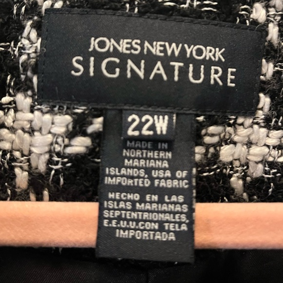 Jones New York Signature Black & White Woven Tweed Jacket - Picture 2 of 9